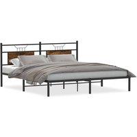 Berkfield Home Bed Frame without Mattress Smoked Oak 183x203 cm Engineered Wood in Brown