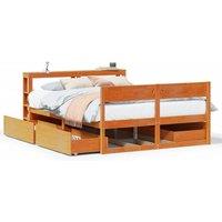 Berkfield Home Bed Frame Frame Wax Brown 120x190 cm Small Double Solid Wood Pine