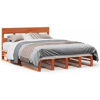 Berkfield Home Bed Frame without Mattress Wax Brown 140x200 cm Solid Wood Pine