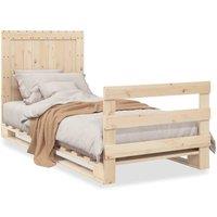Berkfield Home Bed Frame without Mattress with Headboard 90x200 cm Solid Wood in Light Tan