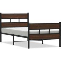 Berkfield Home Bed Frame without Mattress with Headboard & Footboard 100x190 cm in Brown