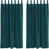 Berkfield Home Blackout Curtains with Hanging Loops 2 pcs Dark Green Velvet