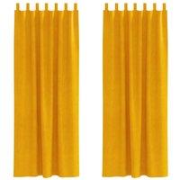 Berkfield Home Blackout Curtains with Hanging Loops 2 pcs Mustard Yellow Velvet