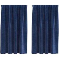 Berkfield Home Blackout Curtains with Top Tape 2 pcs Dark Blue Velvet