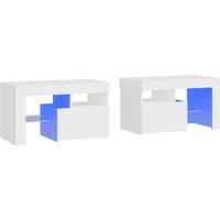 Berkfield Home Bedside Cabinets 2 pcs with LED Lights White 70x36.5x40 cm