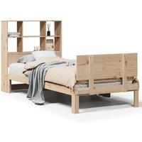 Berkfield Home Bookcase Bed without Mattress 90x200cm Solid Wood Pine in Natural | Size: 90x200 cm