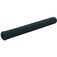 Berkfield Home Chicken Wire Fence Steel with PVC Coating 25x1.2 m Green