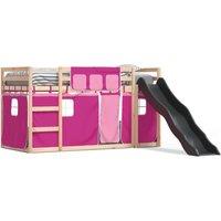 Berkfield Home Bunk Bed Frame with Slide & Curtains Pink 90x190 cm Single