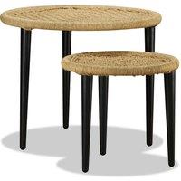 Berkfield Home Coffee Table Set 2 Pieces Natural Jute in Beige