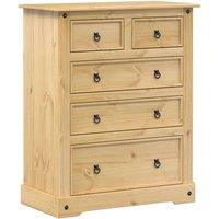Berkfield Home Chest of Drawers Corona 92x48x114 cm Solid Wood Pine in Light Tan | Size: 92 x 48 x 114 cm