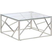 Berkfield Home Coffee Table Silver Stainless Steel & Tempered Glass