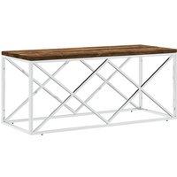 Berkfield Home Coffee Table Stainless Steel & Solid Wood Reclaimed in Silver