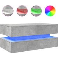 Berkfield Home Coffee Table with LED Lights Concrete Grey 90x50x40 cm | Size: 90 x 50 x 40 cm