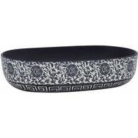 Berkfield Home Countertop Basin Black & Blue Oval 59x40x14 cm Ceramic | Size: 59 x 40 x 14 cm
