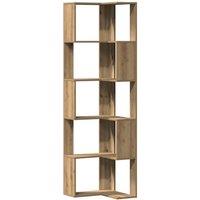 Berkfield Home Corner Bookcase 5-Tier Artisian Oak 50x50x179 cm Engineered Wood in Brown | Size: 50 x 50 x 179 cm