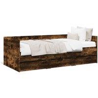 Berkfield Home Daybed with Drawers without Mattress Smoked Oak 90x190 cm Single in Brown