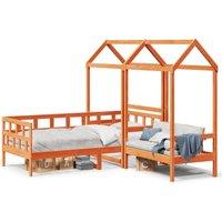 Berkfield Home Day Bed Set with Roof without Mattress Wax Brown 80x200 cm