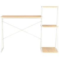 Berkfield Home Desk with Shelf White & Oak 116x50x93 cm | Size: 116 x 50 x 93 cm