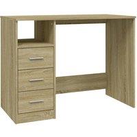 Berkfield Home Desk with Drawers Sonoma Oak 102x50x76 cm Engineered Wood in Tan | Size: 102 x 50 x 76 cm