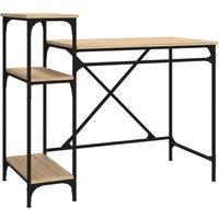 Berkfield Home Desk with Shelves Sonoma Oak 105x50x90 cm Engineered Wood&Iron in Brown | Size: 105 x 50 x 90 cm