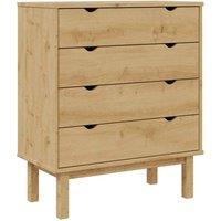Berkfield Home Drawer Cabinet OTTA 76.5x39.5x90cm Solid Wood Pine in Light Brown | Size: 76.5x39.5x90 cm