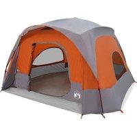 Berkfield Home Family Tent Cabin 6-Person Grey & Orange Waterproof