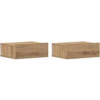 Berkfield Home Floating Nightstands 2 pcs Artisan Oak 40x32x15 cm Engineered Wood in Brown | Size: 40 x 32 x 15 cm