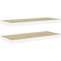 Berkfield Home Floating Wall Shelves 2 pcs Oak & White 60x23.5x3.8 cm MDF in Natural