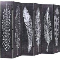 Berkfield Home Folding Room Divider 228x170 cm Feathers Black & White
