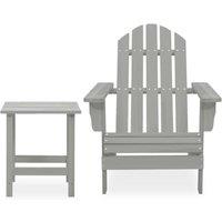 Berkfield Home Garden Adirondack Chair with Table Solid Fir Wood Grey