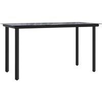 Berkfield Home Garden Dining Table Black 200x100x74cm Steel & Tempered Glass | Size: 200 x 100 x 74 cm