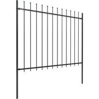 Berkfield Home Garden Fence with Spear Top Steel 5.1x1.5 m Black