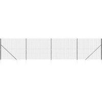 Berkfield Home Wire Mesh Fence with Spike Anchors Anthracite 1.6x10 m in Black