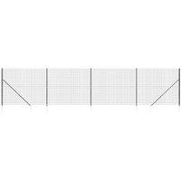 Berkfield Home Wire Mesh Fence with Spike Anchors Anthracite 1.4x10 m in Black