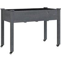 Berkfield Home Wheeled Planter with Liner Grey 118x59x80 cm Solid Wood Fir | Size: 118 x 59 x 80 cm