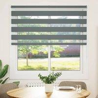 Berkfield Home Zebra Blind Dark Grey 140x100 cm Fabric Width 135.9 cm Polyester