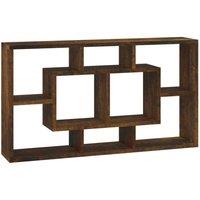 Berkfield Home Wall Display Shelf 8 Compartments Smoked Oak in Brown