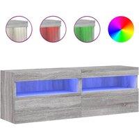 Berkfield Home TV Wall Cabinets with LED Lights 2 pcs Grey Sonoma 60x30x40 cm | Size: 60 x 30 x 40 cm