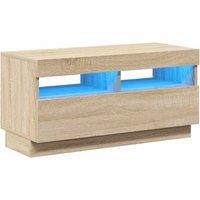 Berkfield Home TV Cabinet with LED Lights Sonoma Oak 80x35x40 cm in Light Brown | Size: 80 x 35 x 40 cm
