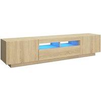 Berkfield Home TV Cabinet with LED Lights Sonoma Oak 180x35x40 cm in Brown | Size: 180 x 35 x 40 cm