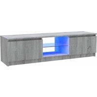 Berkfield Home TV Cabinet with LED Lights Grey Sonoma 120x30x35.5 cm