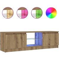 Berkfield Home TV Cabinet with LED Lights Artisian Oak 120x30x36 cm Engineered Wood in Brown | Size: 120 x 30 x 36 cm
