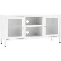 Berkfield Home TV Cabinet White 105x35x52 cm Steel & Glass | Size: 105 x 35 x 52 cm