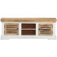 Berkfield Home TV Cabinet 110x30x40 cm Solid Wood Mango in Brown | Size: 110 x 30 x 40 cm