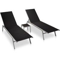 Berkfield Home Sun Loungers 2 pcs with Table Steel & Textilene Black