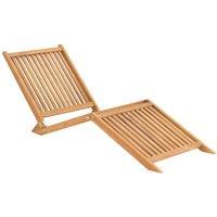 Berkfield Home Sun Lounger Solid Teak Wood in Brown