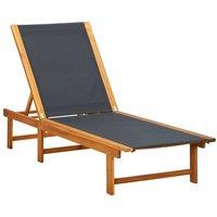 Berkfield Home Sun Lounger Solid Acacia Wood & Textilene in Brown