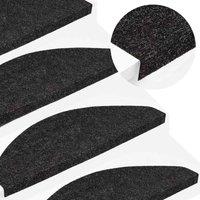 Berkfield Home Stair Mats Self-adhesive 15 pcs 56x17x3 cm Black | Size: Medium