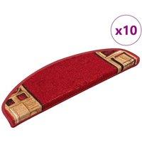 Berkfield Home Stair Mats Self-adhesive 10 pcs 65x21x4 cm Red | Size: Medium