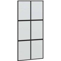 Berkfield Home Sliding Door Black 102.5x205 cm Tempered Glass & Aluminium